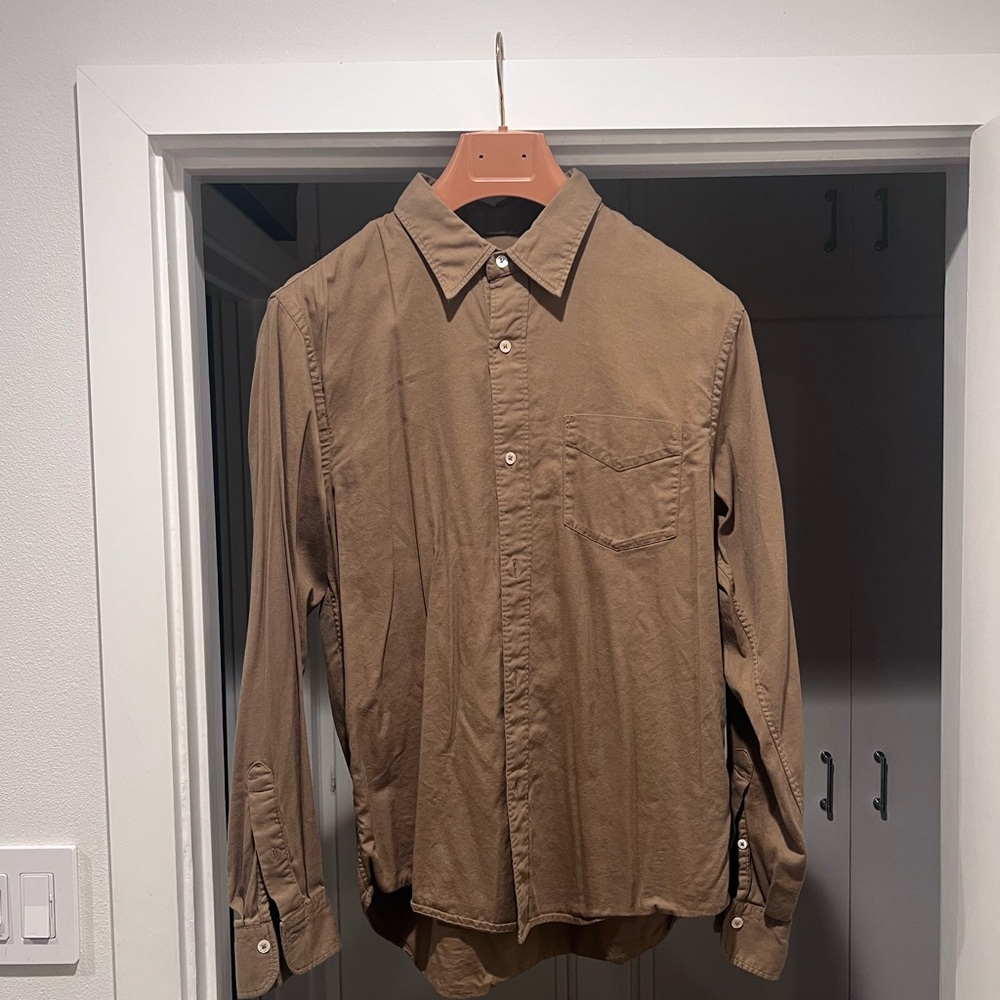 Buck Mason Olive Green Casual Button Down Shirt